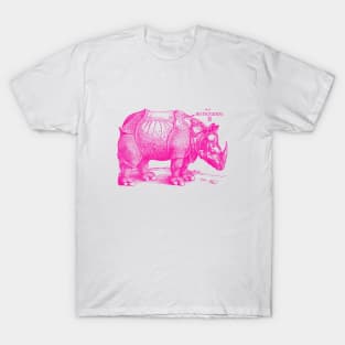 Albrecht Durer's Rhinoceros in Pink T-Shirt